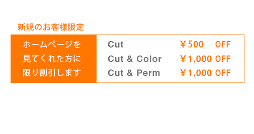 新規のお客様限定割引がございます。